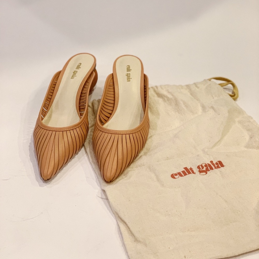 Cult Gaia Alia Leather Mules Peach